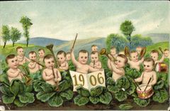 Vintage Postcard Fantasy Flowers Year 1906 Children Babies