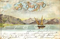 Vintage Postcard Fantasy Year 1899 1900 Genfer See Boat SIGNAL