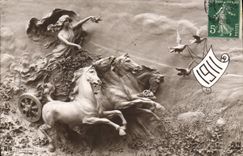 CPA Fantaisie Fleurs Annee 1911 Cheval Femme 