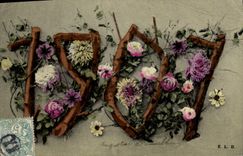 CPA Fantaisie Fleurs Annee 1907 