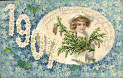 CPA Fantaisie Fleurs Annee 1907 Enfant 