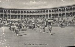 Postal Corrida Curso de toros Entrada del cuadrilla