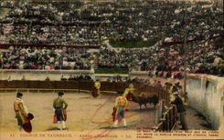 Postal Corrida Corrida de toros Picador allí Toro Toro que recarga