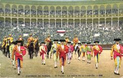 Postal Corrida Corrida de toros EL paseo el desfile del cuadrille