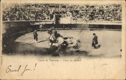 CPA Corrida Course de taureaux Chute du picador 
