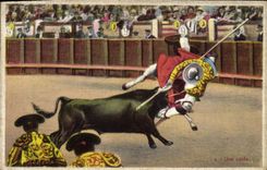 Postal Corrida Corrida de toros Una caida