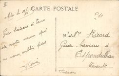 Vintage Postcard Warship Tourville French Transport of 1st class in operation by heavy sea with broad as of Dardanelles