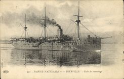 CPA Bateau de Guerre Tourville Ecole de canonnage 