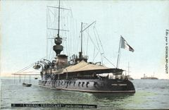 Vintage Postcard Warship the admiral Trehouart Garde dimensions armours