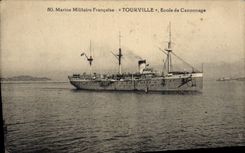 CPA Bateau de Guerre Tourville Ecole de canonnage 