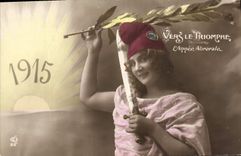 Vintage Postcard Fantasy Flowers Year 1915 Marianne Towards the triumph