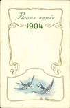 CPA Fantaisie Fleurs Annee 1904 Hirondelles