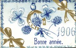 CPA Fantaisie Fleurs Annee 1906 Fer a cheval