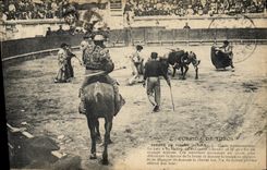 Postal Corrida Curso de toros Suerte de clavijas