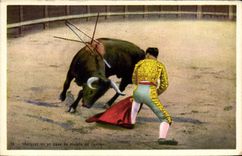 Postal Corrida Corrida de toros señalan en un pasado de muleta de castigo
