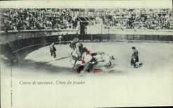 CPA Corrida Course de taureaux Chute du picador 