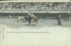 CPA Corrida Course de taureaux Un bon coup de pique du picador Zurito 
