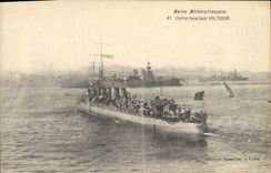 Vintage Postcard Warship Against destroyer Acrobat