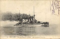 CPA Bateau de Guerre Voltaire Cuirasse d'escadre a turbines 