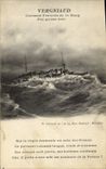 Vintage Postcard Warship Vergniaud Armours French 1st rank by heavy sea