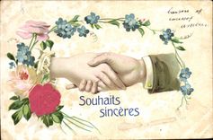 CPA Fantaisie Main Fleurs 