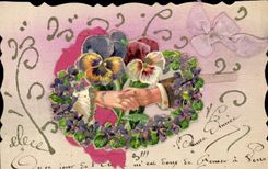 CPA Fantaisie Main Fleurs 