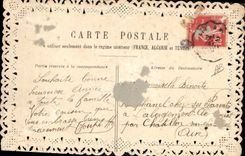 CPA Fantaisie Brodee Main Fleurs 