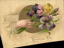 CPA Fantaisie Main Fleurs 