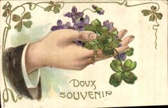 CPA Fantaisie Main Fleurs 