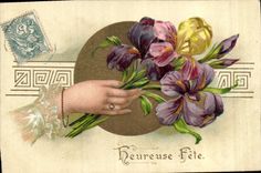 CPA Fantaisie Main Fleurs 