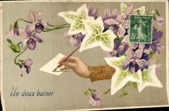 CPA Fantaisie Main Fleurs 