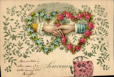 CPA Fantaisie Main Fleurs 