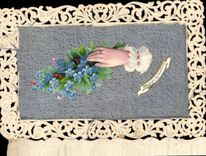 CPA Fantaisie Brodee Main Fleurs 