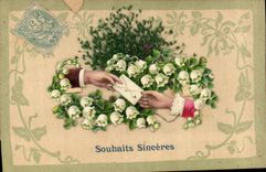 CPA Fantaisie Main Fleurs 