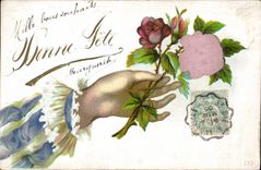 CPA Fantaisie Main Fleurs 
