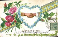 CPA Fantaisie Main Fleurs 