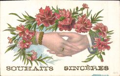 CPA Fantaisie Main Fleurs 