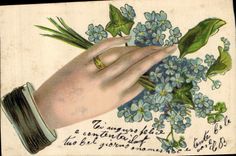 CPA Fantaisie Main Fleurs 