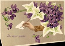 CPA Fantaisie Main Fleurs 