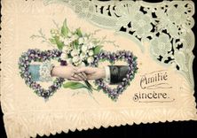 CPA Fantaisie Brodee Main Fleurs 