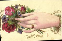 CPA Fantaisie Main Fleurs 