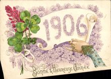 CPA Fantaisie Main Fleurs Annee 1906 Trefles