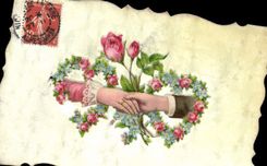 CPA Fantaisie Main Fleurs 