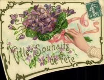 CPA Fantaisie Main Fleurs 