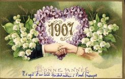 CPA Fantaisie Main Fleurs Annee 1907