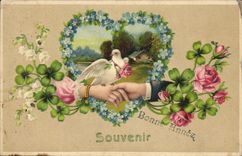 CPA Fantaisie Main Fleurs 