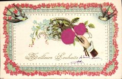 CPA Fantaisie Main Fleurs 