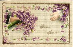 CPA Fantaisie Main Fleurs 