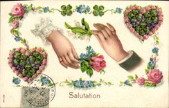 CPA Fantaisie Main Fleurs 