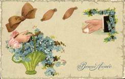 CPA Fantaisie Main Fleurs 